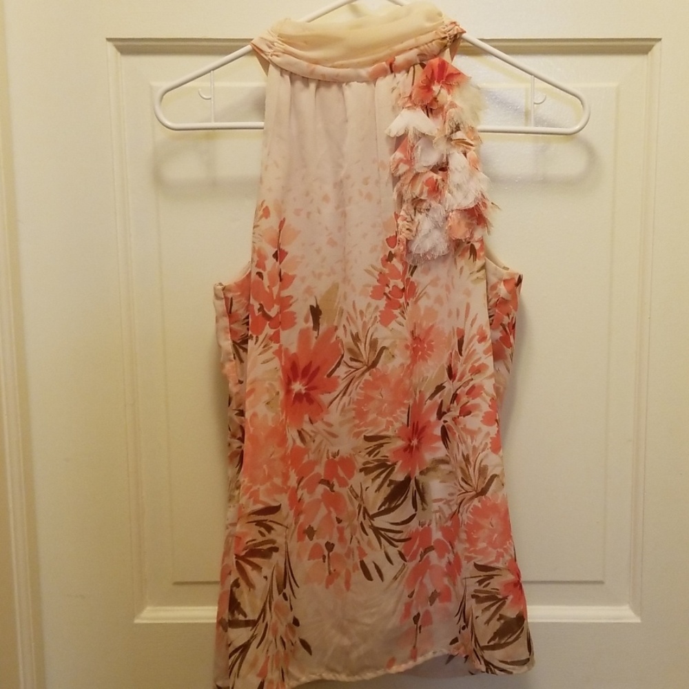 Pink floral blouse